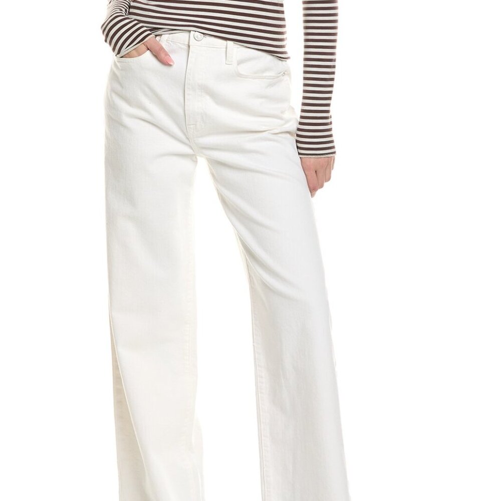 Frame Denim Off-White Cropped Wide-Leg Jeans